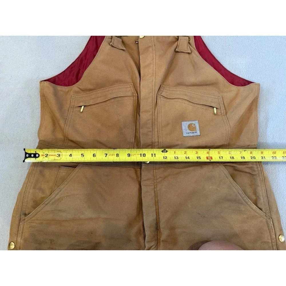 Vintage Carhartt Overalls Mens 40X30 Brown Duck Quilt Lined Bib R04 USA Made 90s - Picture 14 of 14